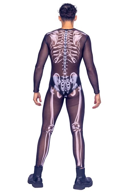 Sexy Mesh Skeleton Jumpsuit Mens Costume Sexy Costumes