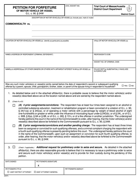 Petition For Forfeiture C90 S24W Form Fill Out And Sign Printable PDF