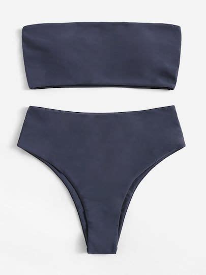 Ribbed Bandeau With High Leg Bikini Set Artofit