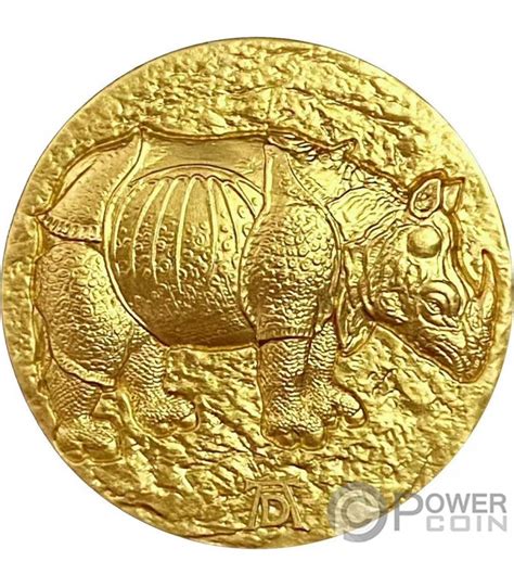 RHINOCERUS Albrecht Durer Gilded Silber Münze 2 Palau 2023