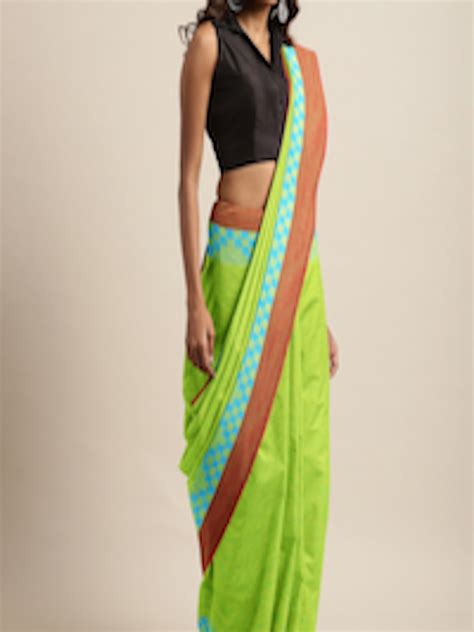Buy The Chennai Silks Green Pure Cotton Woven Design Chettinad Saree