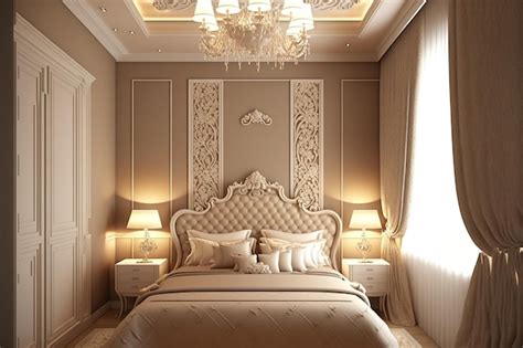 Premium AI Image | Interior of bedroom Beige color scheme