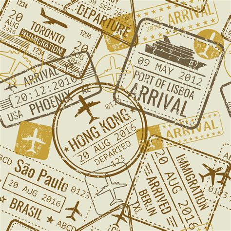 Premium Vector | Vintage travel visa passport stamps