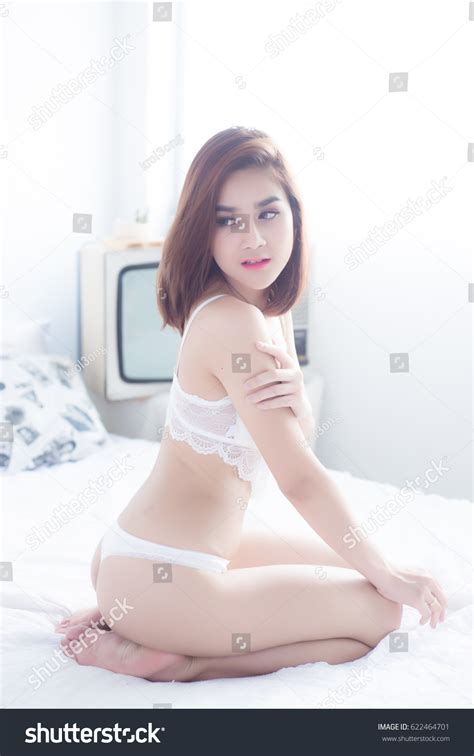 Sexy Beautiful Asian Woman White Lingerie Stock Photo Edit Now