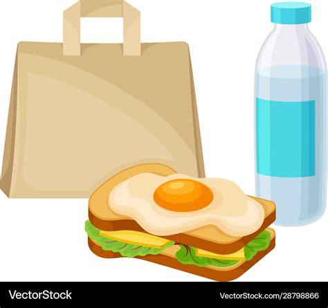 snack  lunch  sandwich  bottle water vector image