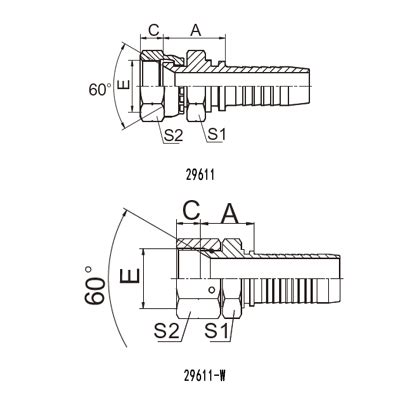 Swaged JIS GAS 60 Cone Seal Fittings Sinopulse Hydraulic