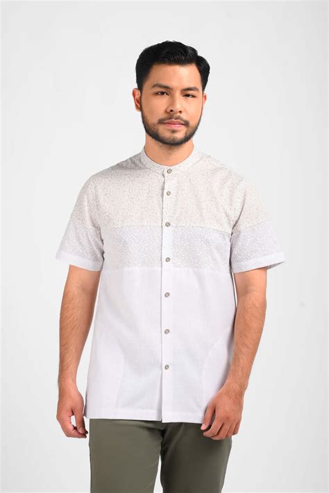 Manzone Kemeja Koko Lengan Pendek Pria Altan White Manzone Store