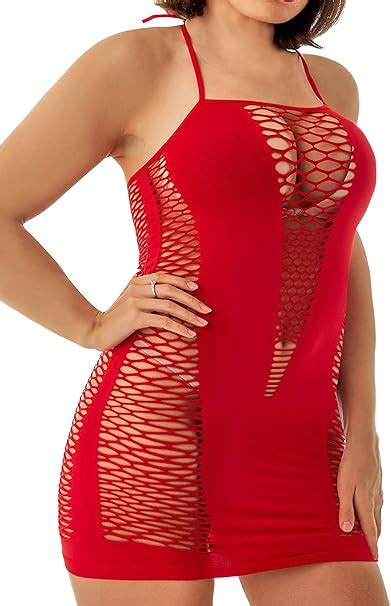 Womens Plus Size Lingerie Fishnet Dress Seamless Outfit Mesh Chemise Babydoll Bodysuit At Amazon
