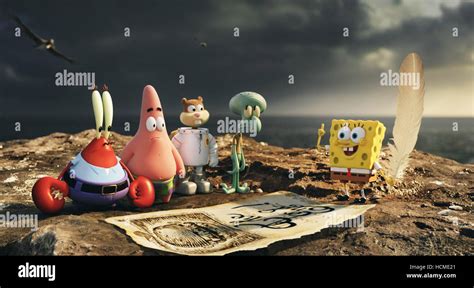 THE SPONGEBOB MOVIE SPONGE OUT OF WATER From Left Mr Krabs Patrick