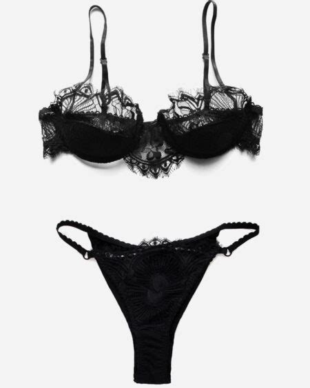 Black Sheer Lingerie Set Composes Of A Sexy Short Corset And Tanga Panties