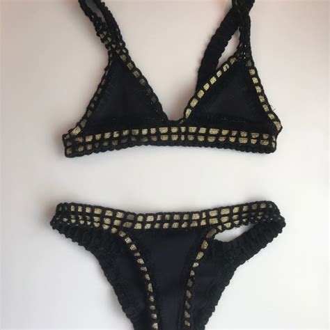 Kiini Swim Kiini Black And Gold Chacha Crochet Bikini Poshmark