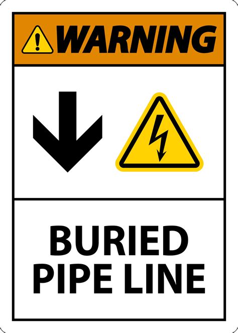 Warning Sign Buried Pipe Line With Down Arrow And Electric Shock Symbol