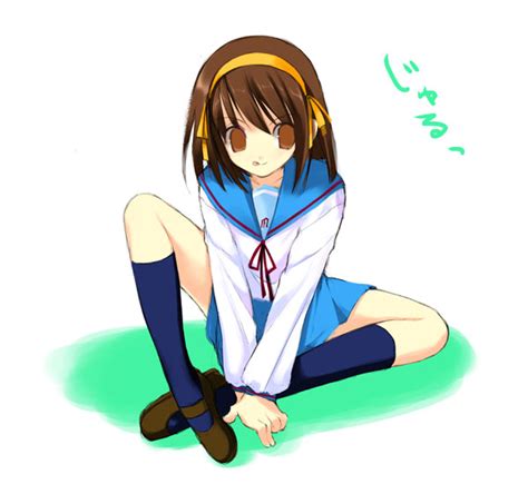 Safebooru 1girl Blue Legwear Blue Skirt Brown Eyes Brown Hair Brown