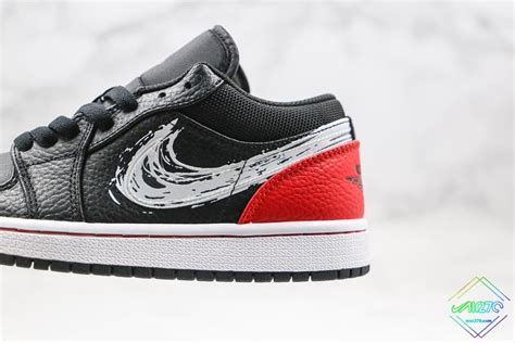 2020 New Air Jordan 1 Low Brushstroke Swoosh Da4659 001