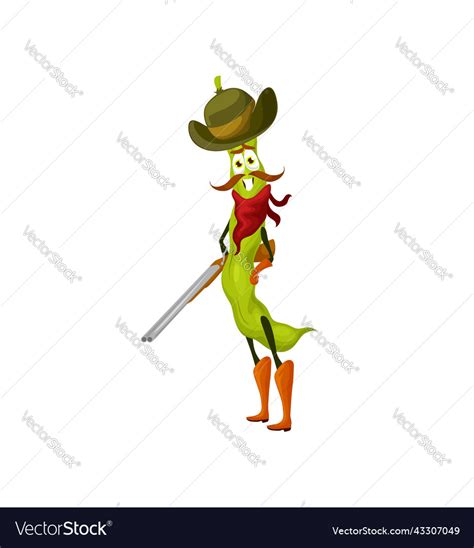 Cartoon Beans Cowboy Or Ranger With A Gun Robber Vector Image