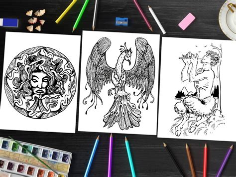 Greek Mythology Coloring Book Ancient Gods Greece Printable Pages Etsy