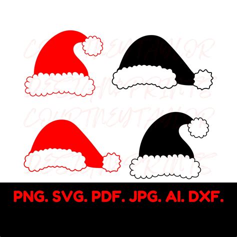 Santa Hat SVG, Santa Hat Silhouette Bundle, Santa Hat Instant Download ...