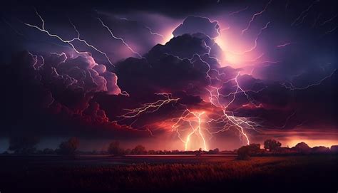 Premium Photo | Thunderstorm and lightning in the sky Generative Ai