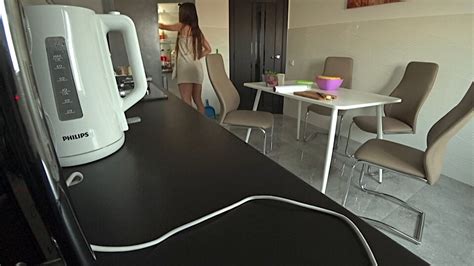 Wife And Neighbor Fuck In The Kitchen While Husband Is At Work Cheating For Debts Xhamster
