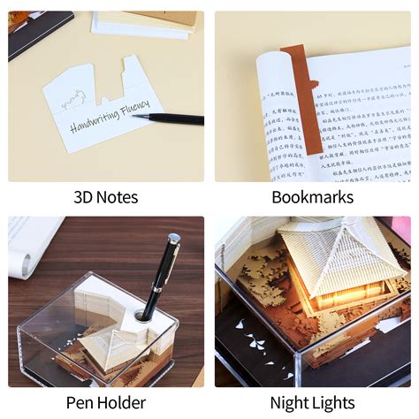 Artropad Pavilion With Light Omoshiroi Block 3D Notepad With Pen Holder