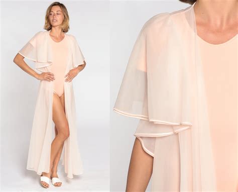 S Blush Robe Sheer Long Lingerie Jacket Flutter Sleeve Coverup Shop Exile Tucson AZ