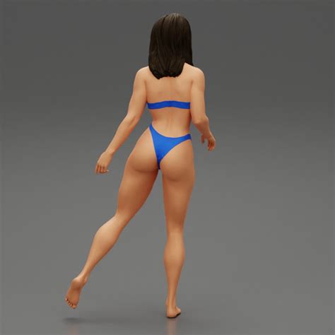 3D Printable Pretty Bikini Woman Standing On One Leg By 3DGeschaft Miniatures Figures