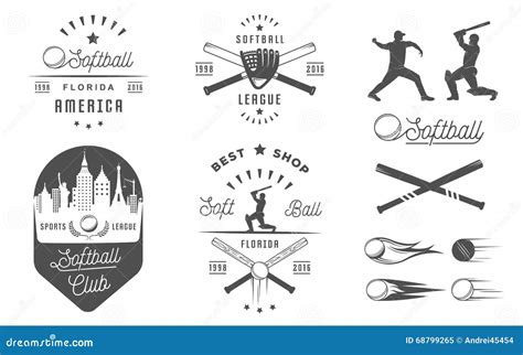 Vector Set Softball Badges And Logos Stock Image CartoonDealer