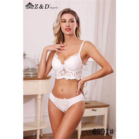Z D Lingerie Conjunto Aro Renda E Bojo Calcinha Tanga Shopee Brasil