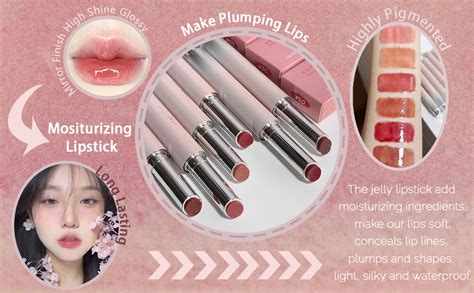 Amazon Gireatick Colors Jelly Glossy Lipstick Pcs Nude To Red Mirror Hydrating Lip