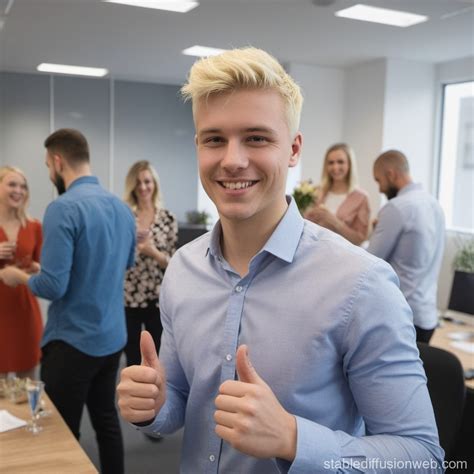 Office Farewell For Blonde Male Colleague Stable Diffusion Online