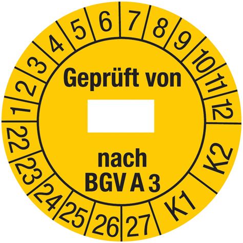 Geprüft von nach BGV A3 K1 K2 Prüfplaketten kaufen SETON