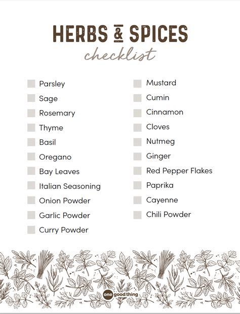 21 Essential Herbs And Spices For Home Cooks With Printable