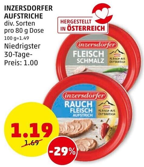 INZERSDORFER AUFSTRICHE Div Sorten Pro 80 G Dose Angebot Bei PENNY