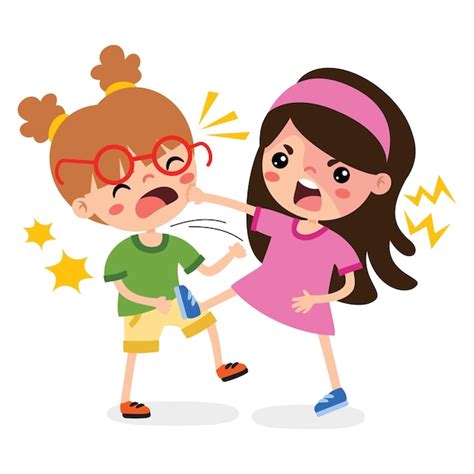 Premium Vector Cartoon Drawing Of Angry Kids Fighting