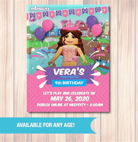 Girl Roblox Invitation Pink Roblox Invitation Roblox Party - Etsy