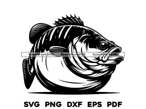 Funny Fat Largemouth Bass Svg Png Dxf Eps Pdf Transparent Vector