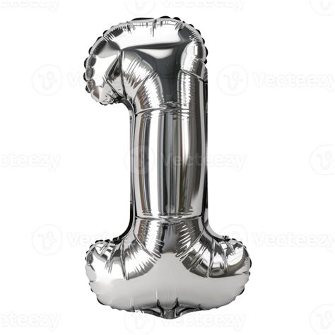 Silver Number One Balloon For Celebrations On Isolated Background