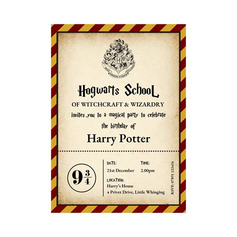 Harry Potter Invite Harry Potter Party Hogwarts Invitation Etsy Australia