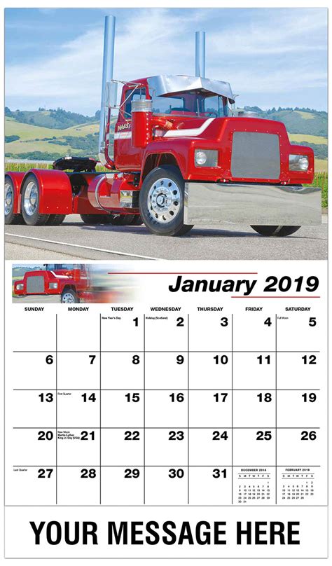 Custom Big Rigs Promotional Calendar 65¢ Business Promo Calendar