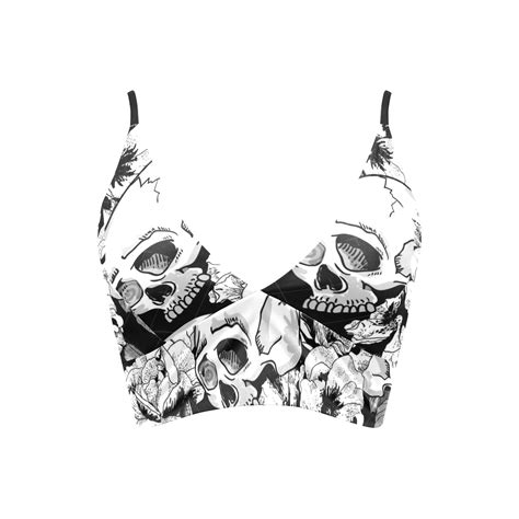 Skull Floral Bikini Top Crop Bikini Top Model S Id D