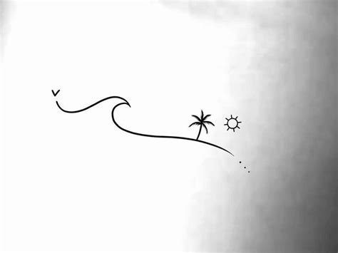 Wave Palm Tree Tattoo Etsy