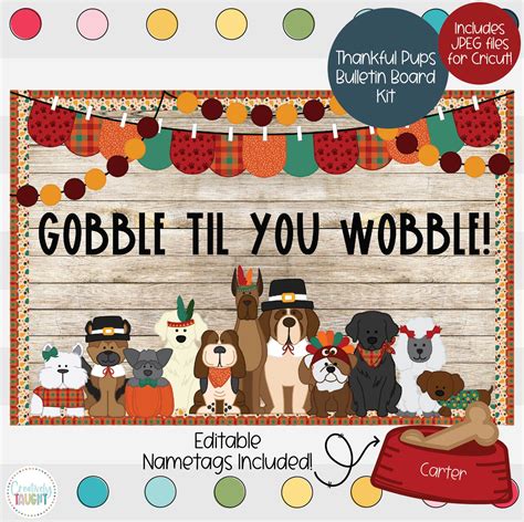 Thankful Pups Thanksgiving November Bulletin Board Kit