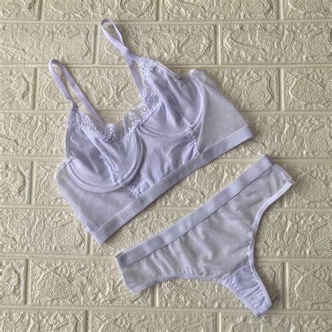 Conjunto Lingerie Sexy Tule e Renda Forro no Bojo Aro Blogueira Direto da Fábrica Shopee