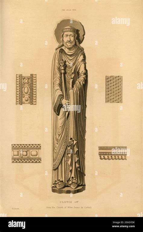 king clovis  print  british artist henry shaw  stock photo