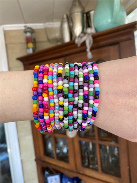 Lgbtq Pride Flag Seed Bead Stretch Bracelet Transgender Lesbian Asexual Bisexual Pansexual