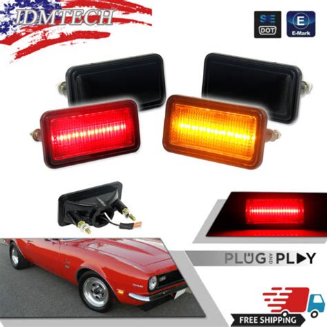 X Smoke Front Amber Rear Red Led Sidemarker Lights For Camaro