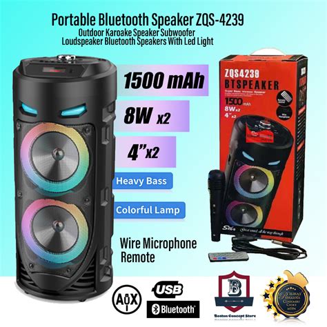 #READY# Super BASS Speaker ZQS 4239 Flame Light Wireless Bluetooth Dual ...