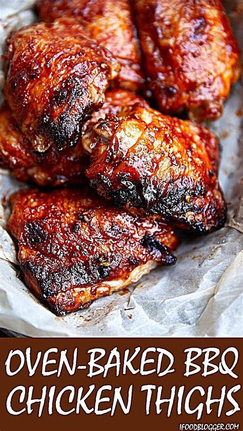 Baked Bbq Chicken Thighs Fall Off The Bone Tender On The Inside With