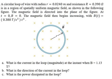 Solved A Circular Loop Of Wire With Radius R M And Resistance R