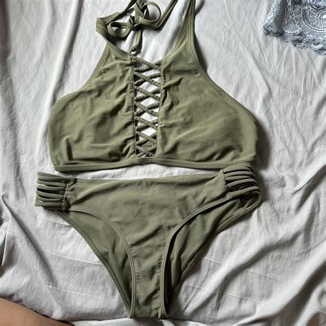 Cute Olive Colored Hollister Bikini Frayed On The Depop